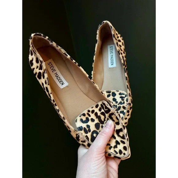 Steve Madden Leopard Print Cow Hair Pointed Toe Flats Women's Size 7M - Picture 3 of 7